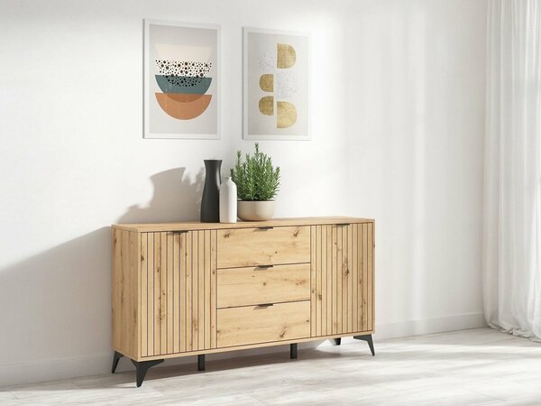 Komód Ludale 103, Laminált forgácslap, 83x150x41cm, Artisan tölgy