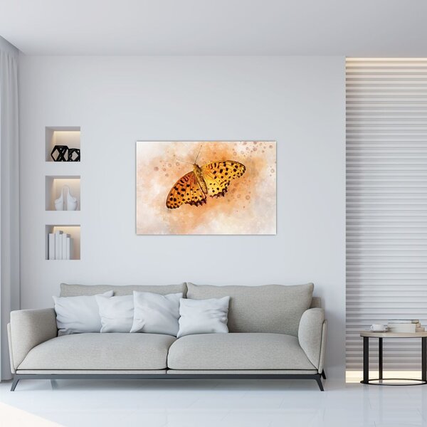 Kép - narancssárga pillangó, akvarell (90x60 cm)