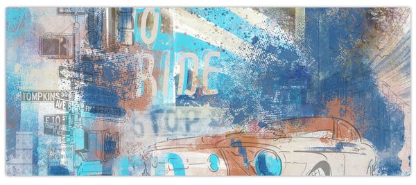 Kép - lovaglásra született, kék tónusok (120x50 cm)