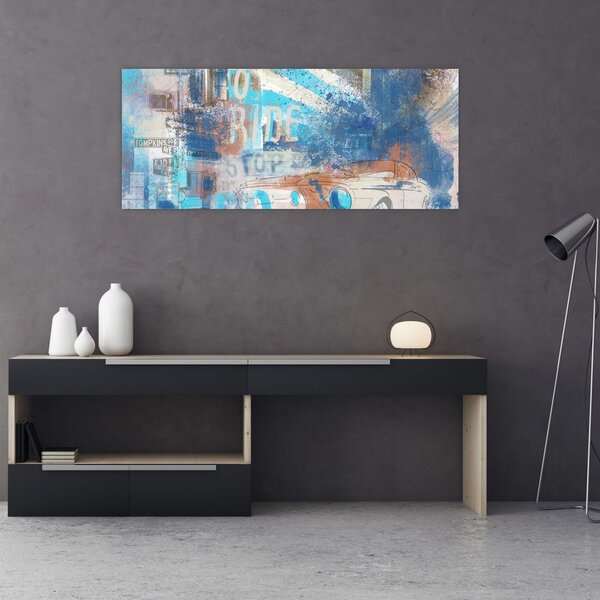 Kép - lovaglásra született, kék tónusok (120x50 cm)