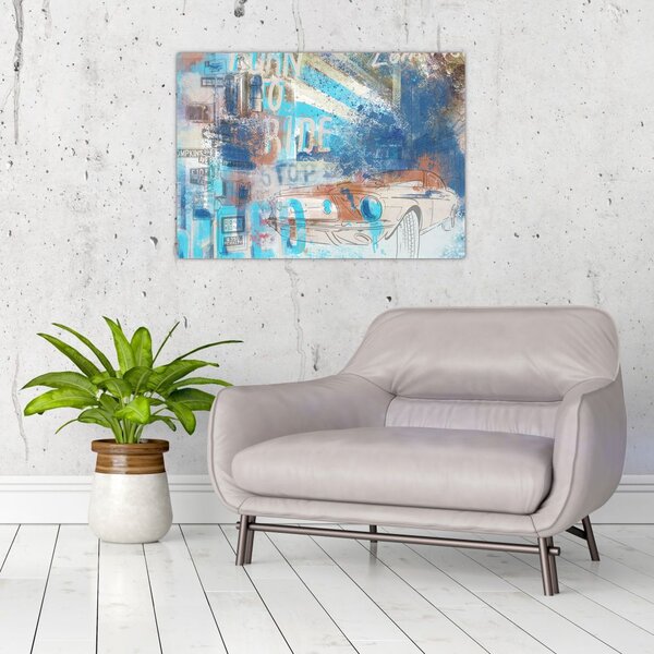 Kép - lovaglásra született, kék tónusok (70x50 cm)