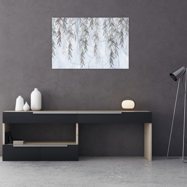 Kép - Fűzfa gallyak kék alapon (90x60 cm)
