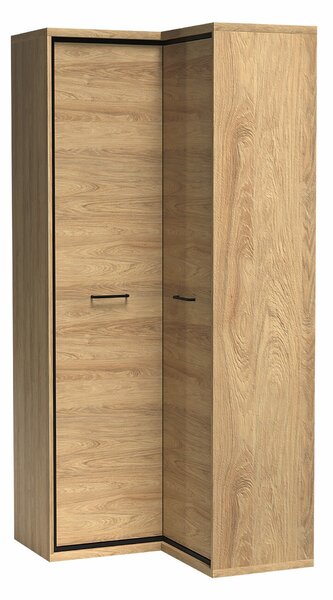 Sarokszekrény Etrmoni 110, Laminált forgácslap, 197x103x85cm, Világos fa