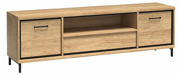 TV-állvány Etrmoni 111, Laminált forgácslap, 48x181x41cm, Világos fa