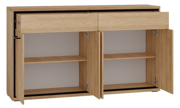 Komód Etrmoni 105, Laminált forgácslap, 101x177x41cm, Tölgy, Világos fa
