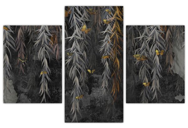 Kép -Fűzfa gallyak fekete háttérrel (90x60 cm)
