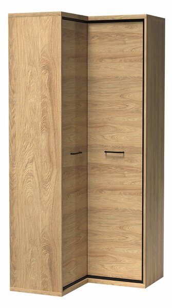 Sarokszekrény Etrmoni 110, Laminált forgácslap, 197x103x85cm, Világos fa