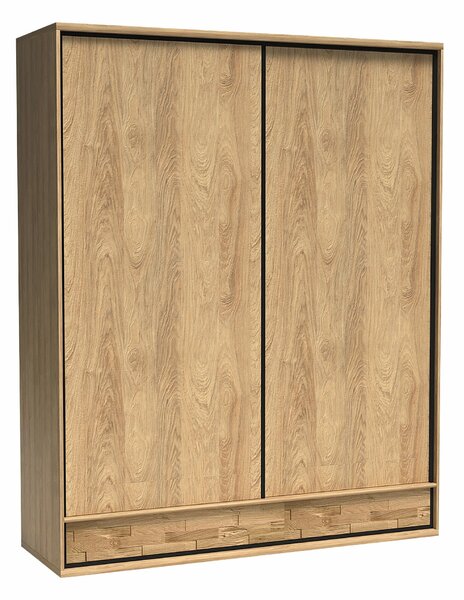 Gardróbszekrény Etrmoni 109, Laminált forgácslap, 221x177x59cm, Tölgy, Világos fa