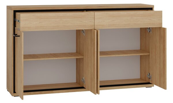 Komód Etrmoni 105, Laminált forgácslap, 101x177x41cm, Világos fa