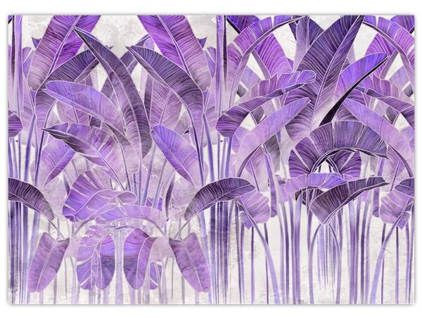 Kép - Lila levelek vakolatban (70x50 cm)