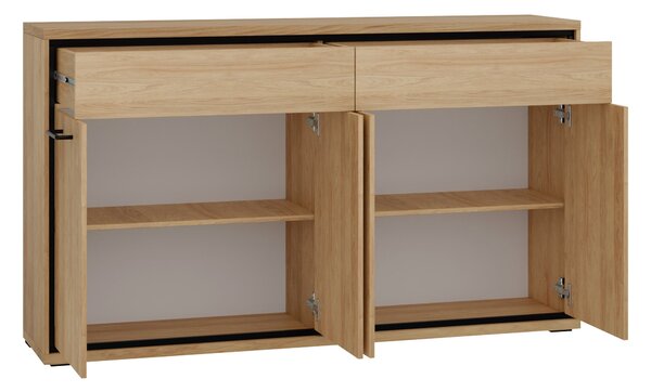 Komód Etrmoni 105, Laminált forgácslap, 101x177x41cm, Világos fa