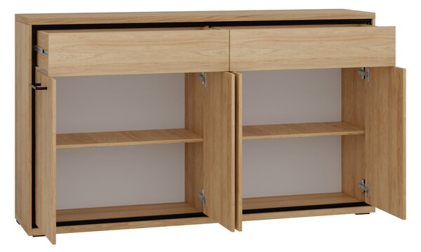 Komód Etrmoni 105, Laminált forgácslap, 101x177x41cm, Világos fa