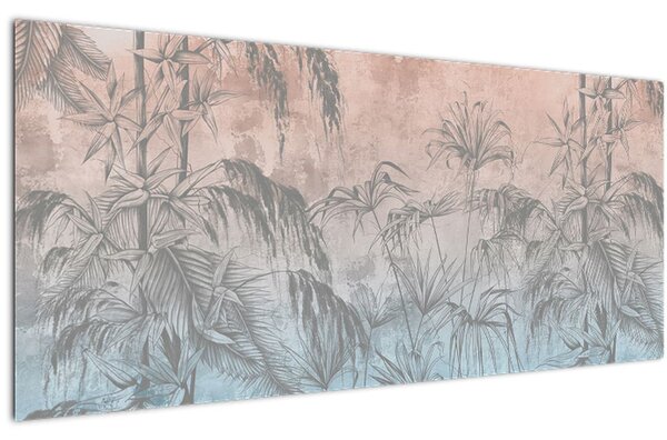 Kép - Trópusi növények a falon (120x50 cm)