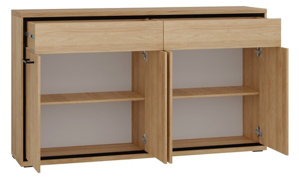 Komód Etrmoni 105, Laminált forgácslap, 101x177x41cm, Világos fa, Tölgy