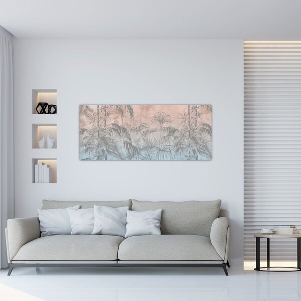 Kép - Trópusi növények a falon (120x50 cm)