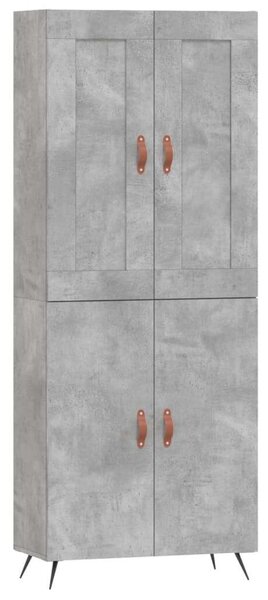 Betonszürke szerelt fa magasszekrény 69,5 x 34 x 180 cm