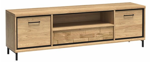 TV-állvány Etrmoni 111, Laminált forgácslap, 48x181x41cm, Világos fa, Tölgy