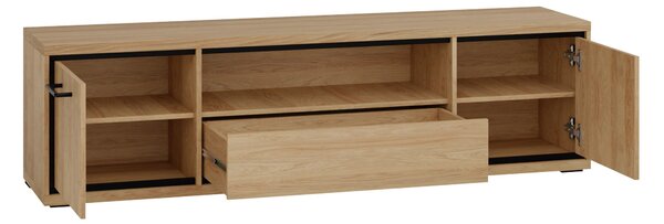 TV-állvány Etrmoni 111, Laminált forgácslap, 48x181x41cm, Világos fa, Tölgy
