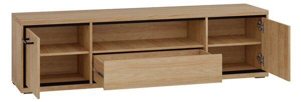 TV-állvány Etrmoni 111, Laminált forgácslap, 48x181x41cm, Világos fa, Tölgy