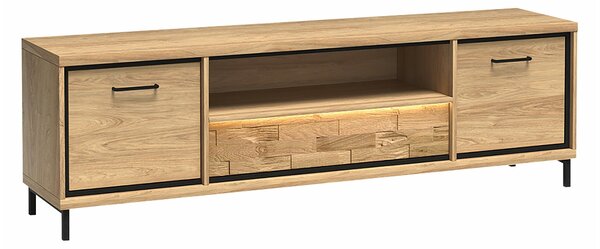 TV-állvány Etrmoni 111, Laminált forgácslap, 48x181x41cm, Világos fa, Tölgy