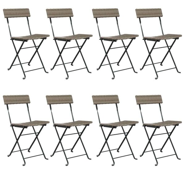 Polyrattan Bisztrószék - Szürke - 8 db - Összecsukható