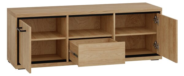 TV-állvány Etrmoni 112, Laminált forgácslap, 48x139x41cm, Világos fa, Tölgy