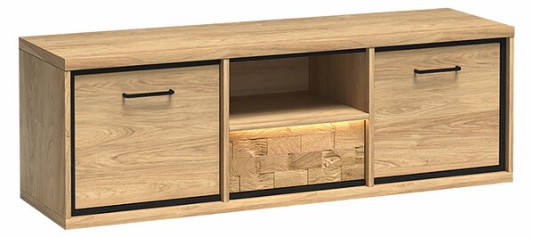 TV-állvány Etrmoni 112, Laminált forgácslap, 48x139x41cm, Világos fa, Tölgy
