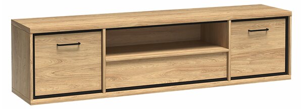 TV-állvány Etrmoni 111, Laminált forgácslap, 48x181x41cm, Világos fa