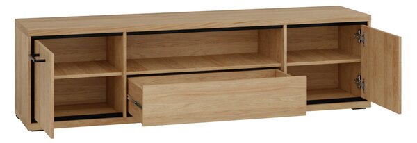 TV-állvány Etrmoni 111, Laminált forgácslap, 48x181x41cm, Világos fa