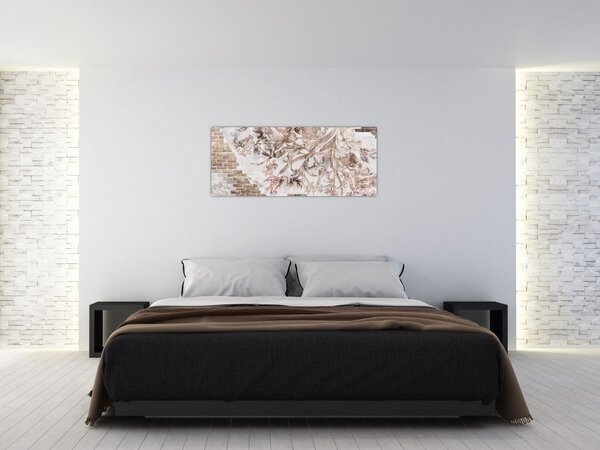 Kép - Virágos freskó téglafalon (120x50 cm)