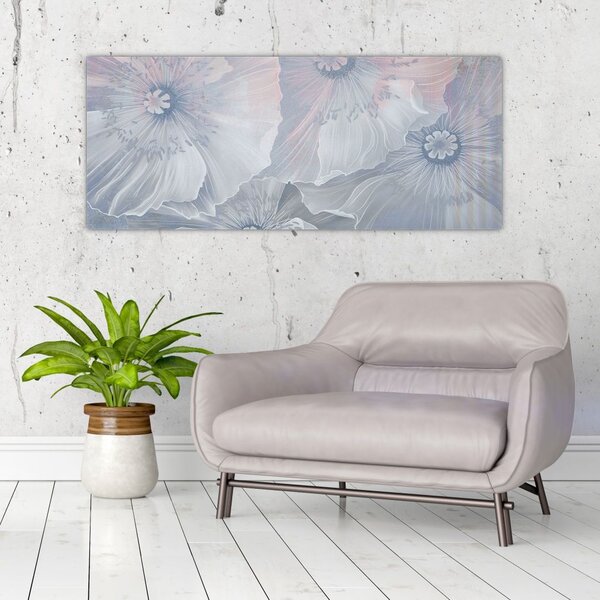 Kép - Kék virágok a falon (120x50 cm)