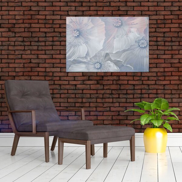 Kép - Kék virágok a falon (90x60 cm)