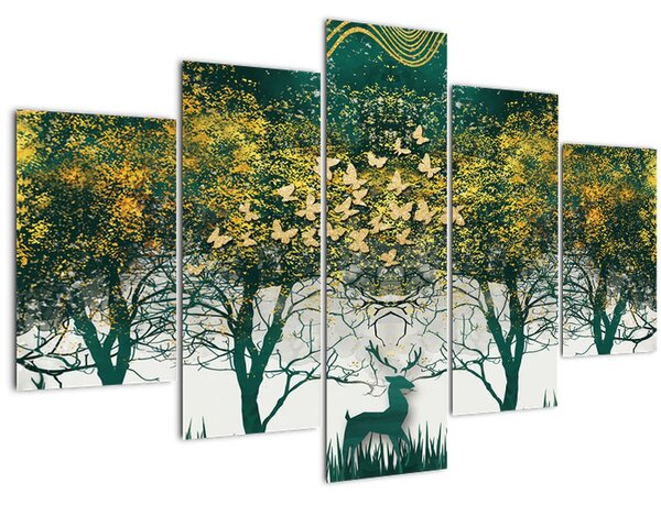 Kép - Szarvas a zöld erdőben (150x105 cm)