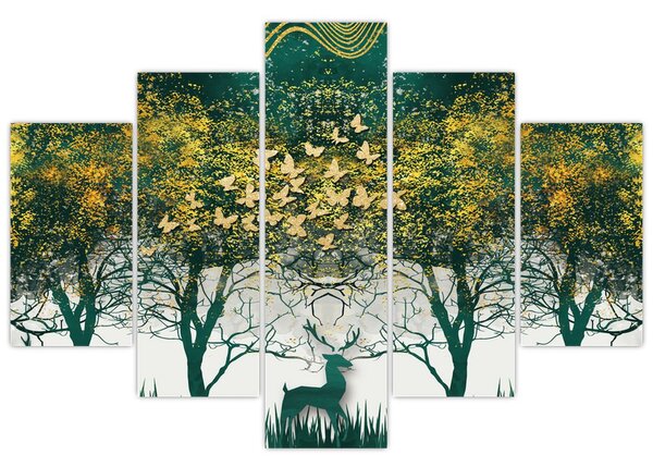 Kép - Szarvas a zöld erdőben (150x105 cm)