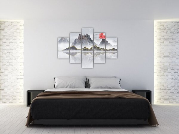 Kép - Hegyek a ködben (150x105 cm)