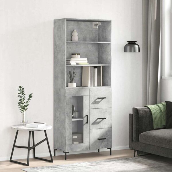 Modern Magas Szekrény - Betonszürke - 69,5x34x180 cm