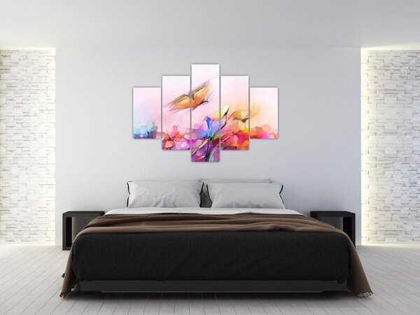 Kép - pillangó a virág felett, absztrakció (150x105 cm)