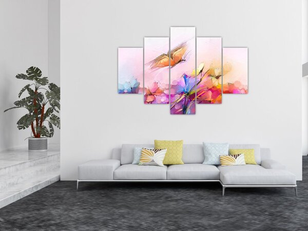 Kép - pillangó a virág felett, absztrakció (150x105 cm)