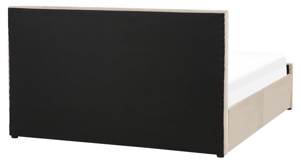 Ágyneműtartós ágy ROCHEFORT Bársony Bézs 160 x 200 cm