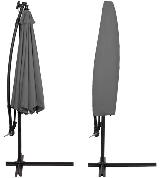 Springos kerti Napernyő napelemes LED világítással 300cm - Szürke