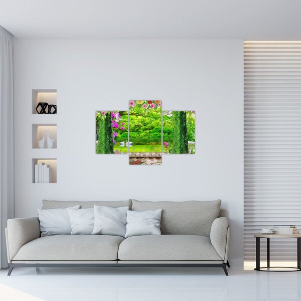 Kép - Varázslatos kert hattyúkkal (90x60 cm)