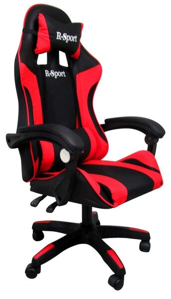 R-Sport Gamer szék deréktámasszal és masszázs funkcióval - piros-fekete