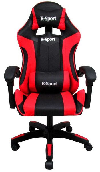 R-Sport Gamer szék deréktámasszal és masszázs funkcióval - piros-fekete