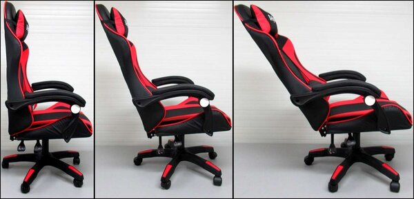 R-Sport Gamer szék deréktámasszal és masszázs funkcióval - piros-fekete