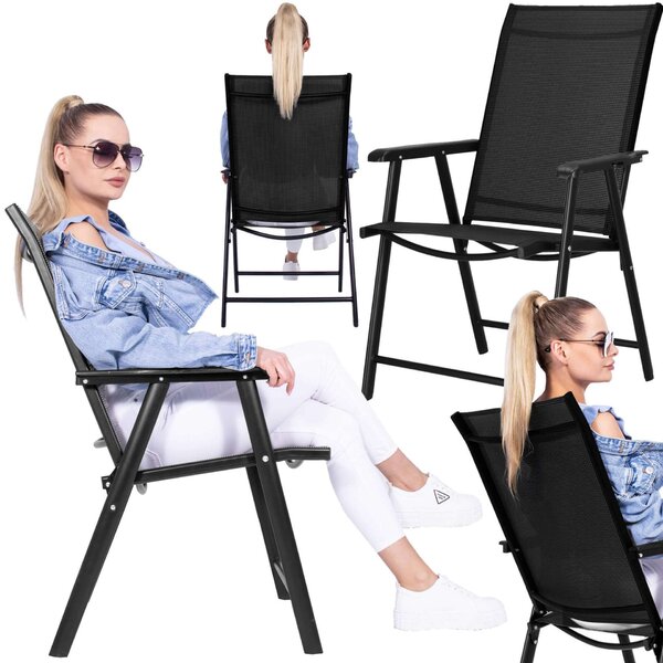 Springos összecsukható kerti Szék 57x69x105cm - Fekete
