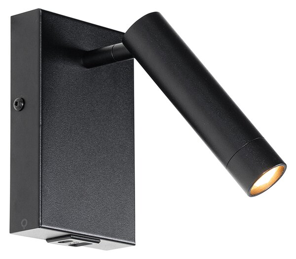 Modern fali lámpa fekete állítható USB-vel - Croft