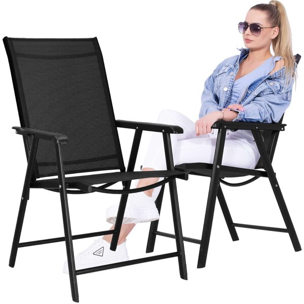 Springos összecsukható kerti Szék 57x69x105cm - Fekete