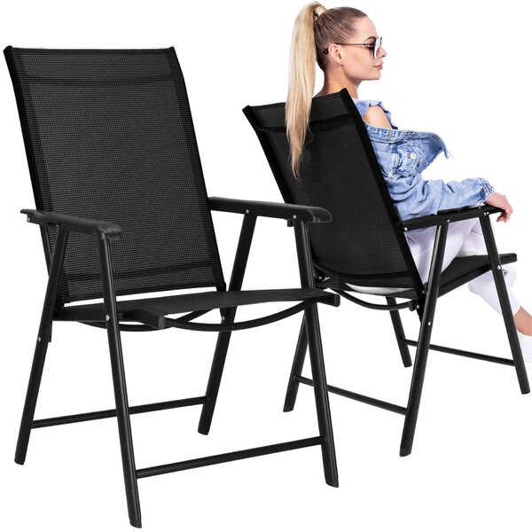 Springos összecsukható kerti Szék 57x69x105cm - Fekete