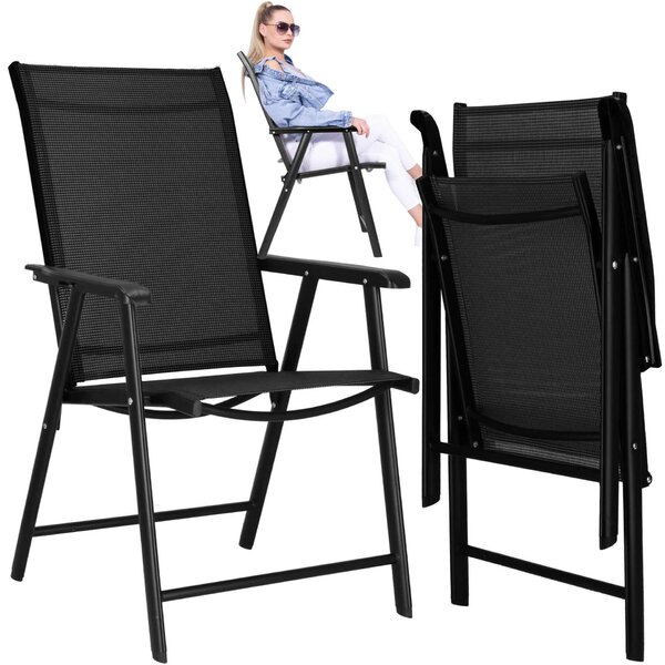 Springos összecsukható kerti Szék 57x69x105cm - Fekete
