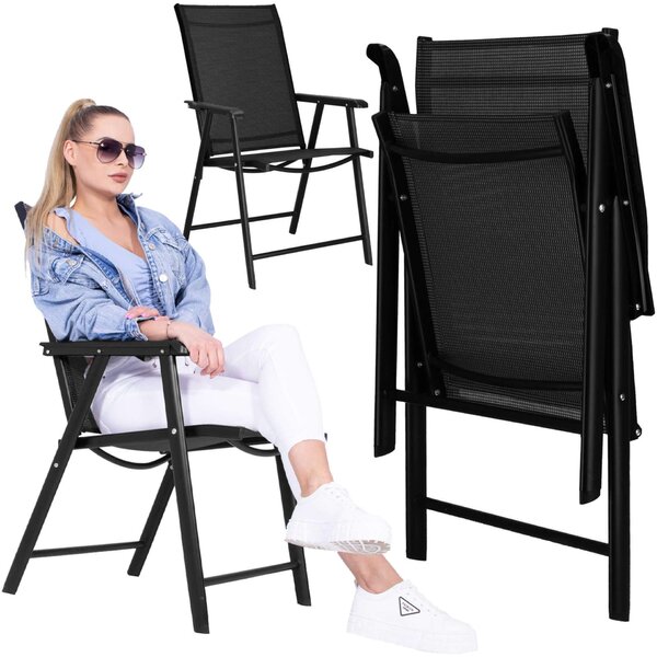 Springos összecsukható kerti Szék 57x69x105cm - Fekete